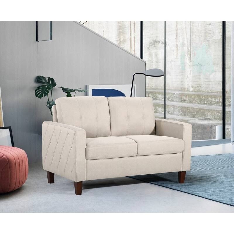 Tufted Mid-Century Loveseat - Beige J5935