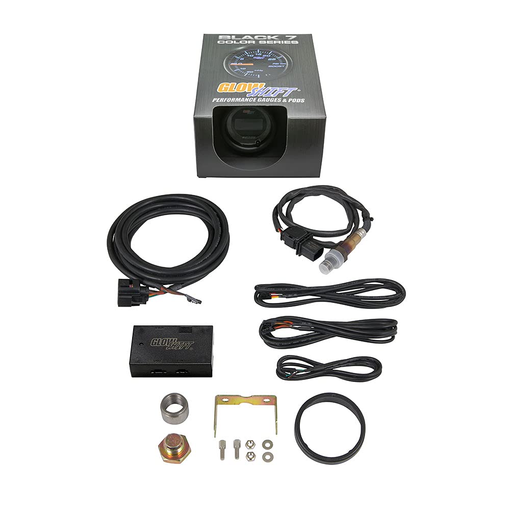 Black 7 Color Digital Wideband Air / Fuel Ratio AFR Gauge Kit with Oxygen Sensor T433