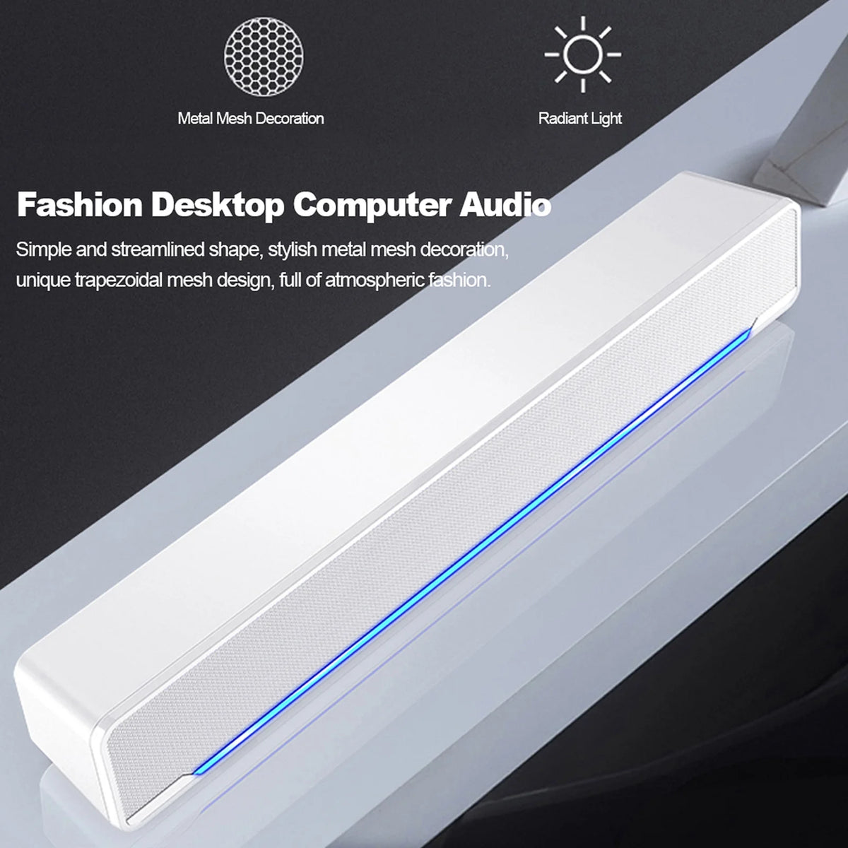 USB Wired Computer Speaker Bar Stereo Subwoofer with 3.5mm Audio Input E6484