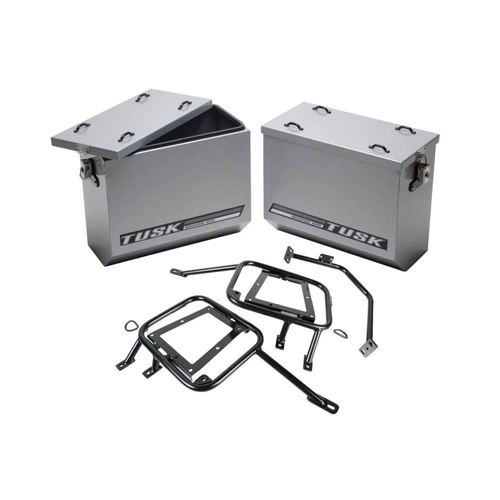 Large Silver Aluminum Panniers with Pannier Racks Q6062