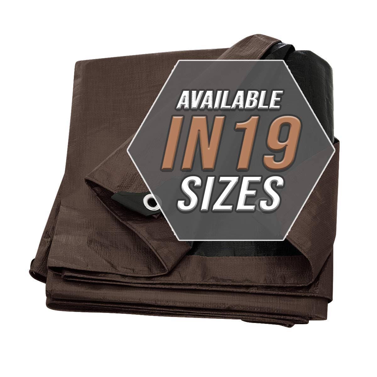 Brown/Black Heavy Duty Waterproof Tarp Cover 12x16 Y534533