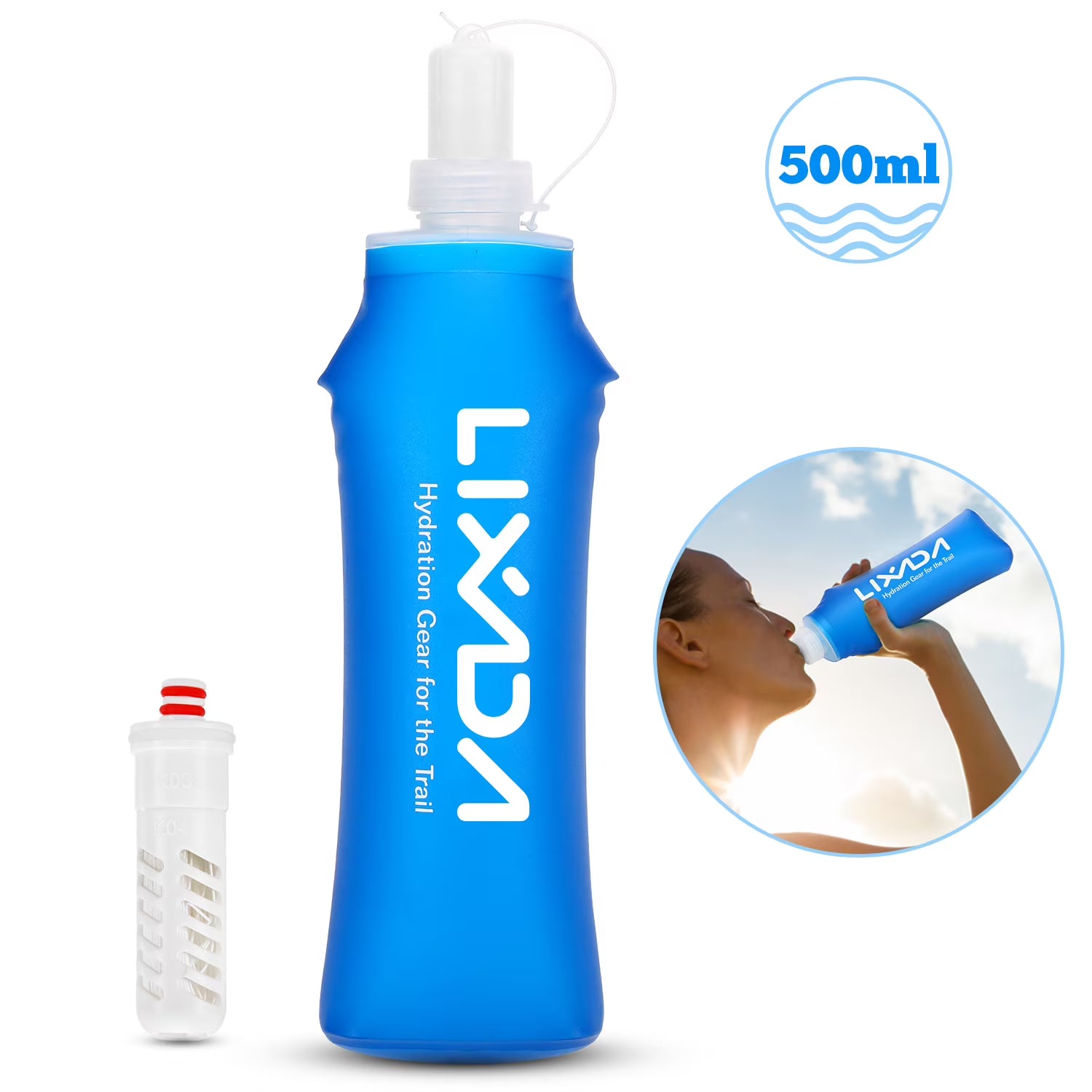 500 ML Portable Soft Water Bottle with Filter D112
