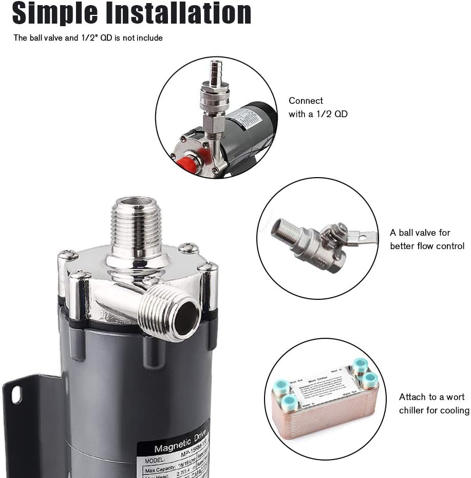 Magnetic Drive Pump 15RM with 1/2" NPT Thread, Black, Pack of 2 A887