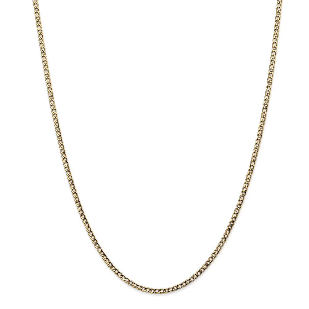 14k Gold 2.5mm Semi Solid Curb Chain Necklace 26 Inch U353102