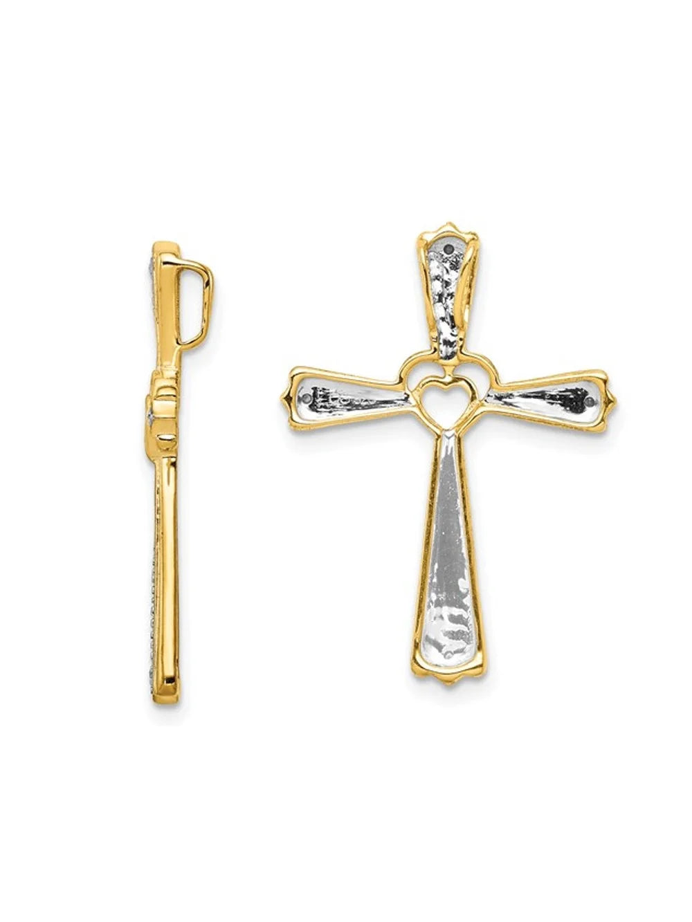 10K Yellow Gold Cross Pendant Necklace with Chain and Diamond Accent A744