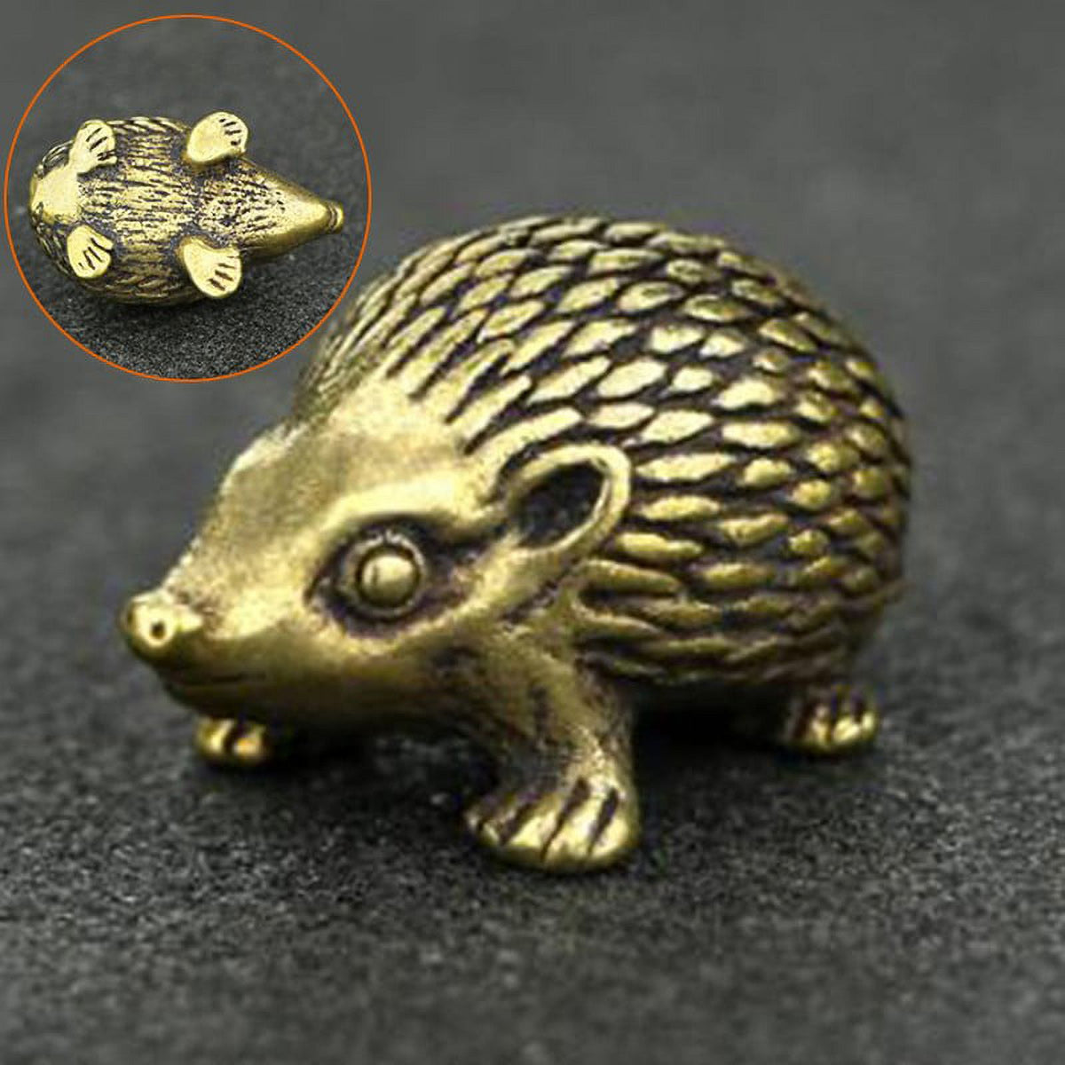 Vintage Brass Hedgehog Statue Ornaments N774784