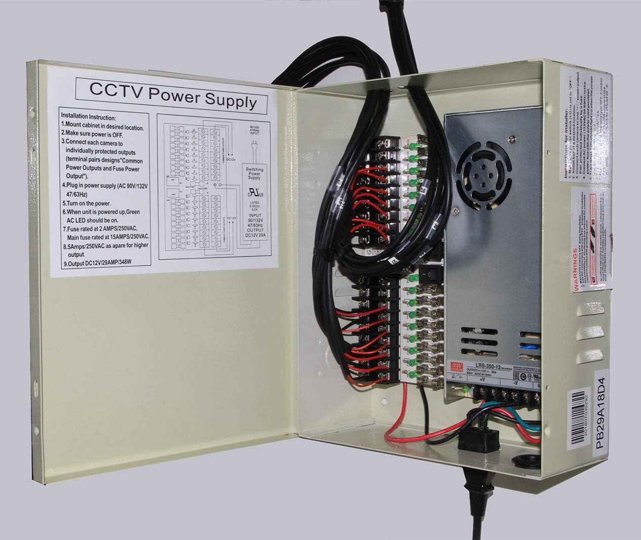 18 Output 29 Amp 12V DC CCTV Power Supply Box Pack of 2 L5772