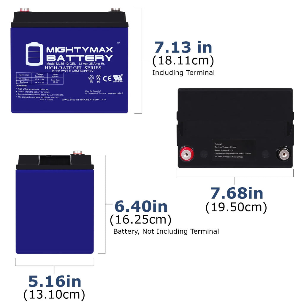 12V 35AH GEL Battery 2 Pack Y411