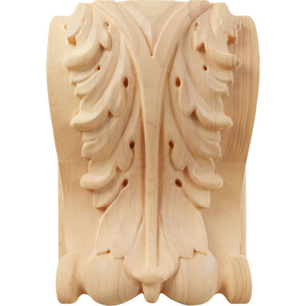 Medium Acanthus Block Wood Corbel, Red Oak Q629