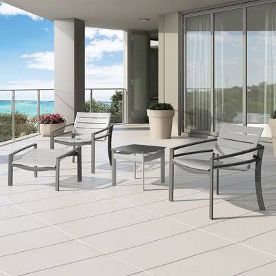 Graphite Aluminum Slat Patio Dining Chair D8188