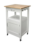 Natural Wood Top Kitchen Island Cart with White Base V320164