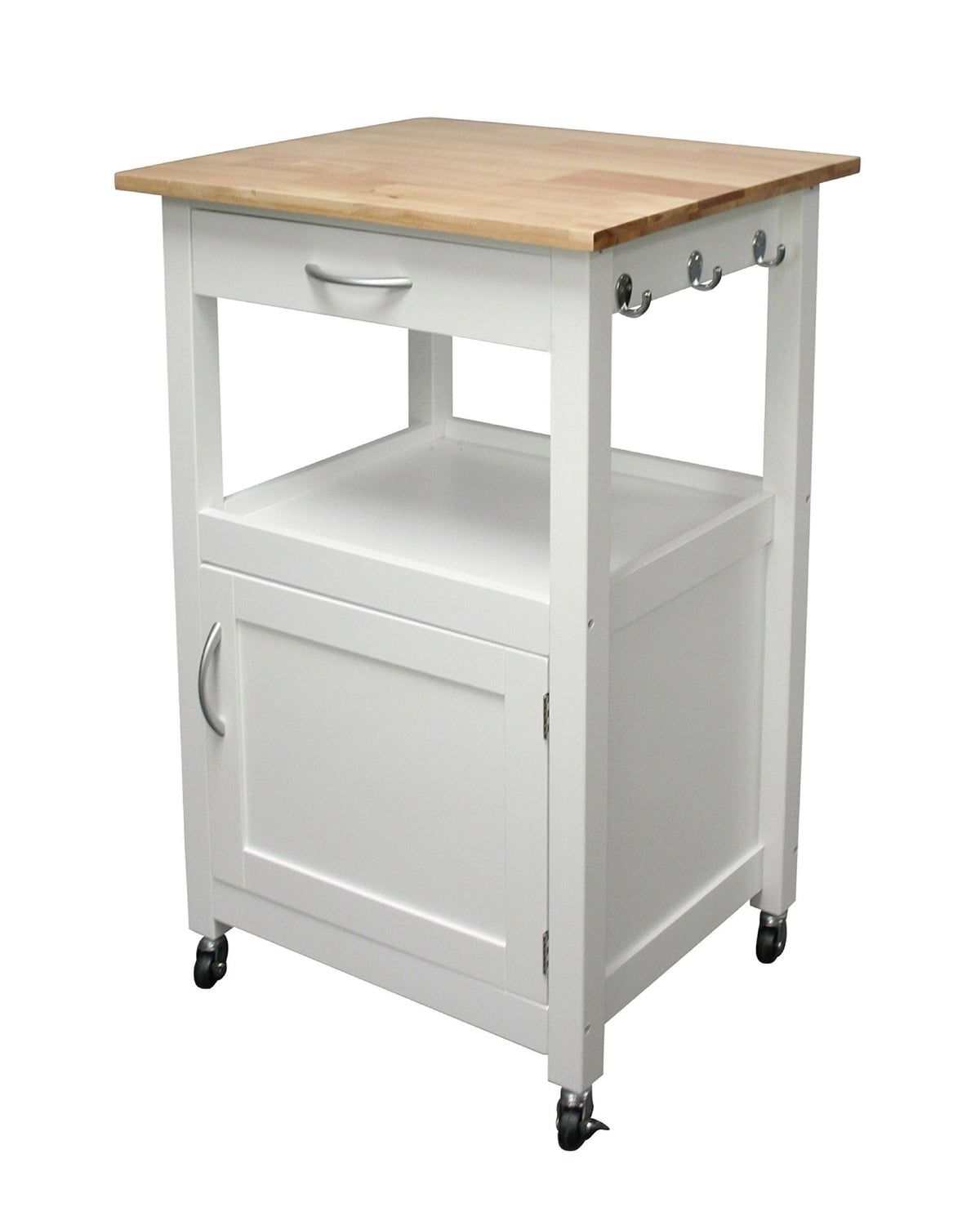 Natural Wood Top Kitchen Island Cart with White Base V320164