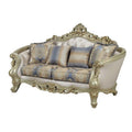 Antique White Fabric Poly-Resin Loveseat with 4 Pillows Z673414