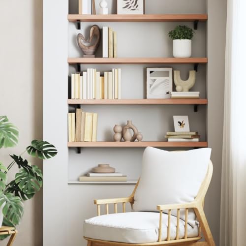 Light Brown Solid Wood Wall Shelf K59572