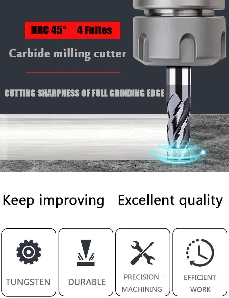 1/8 Carbide Square End Mill, 4 Flute, AlTiN Coating Y490034