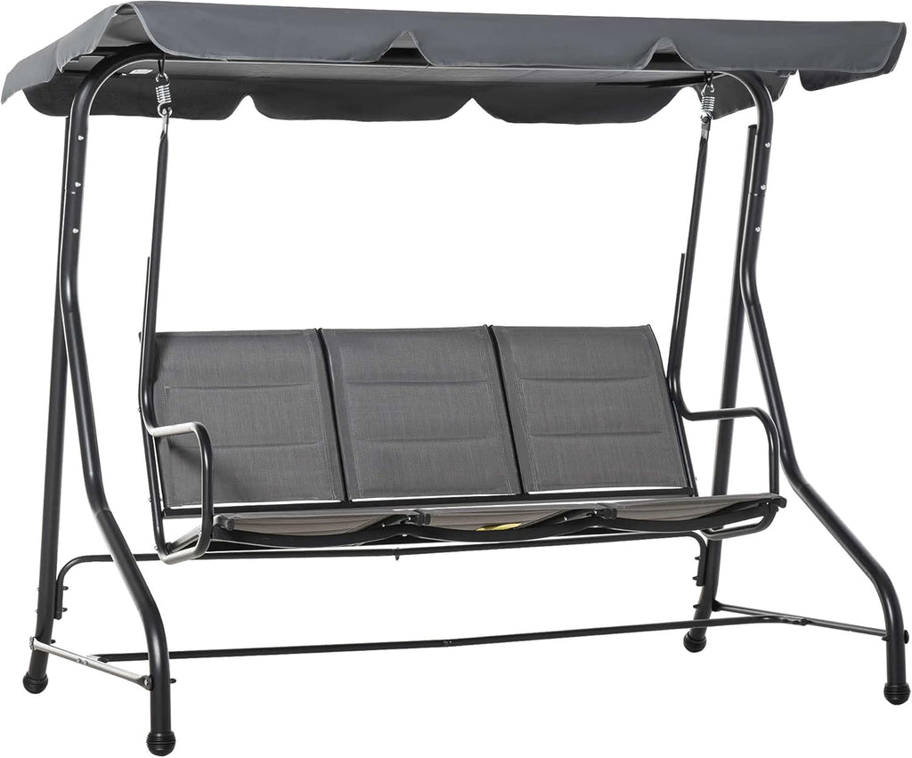 3-Seater Porch Swing Chair with Adjustable Canopy B22917