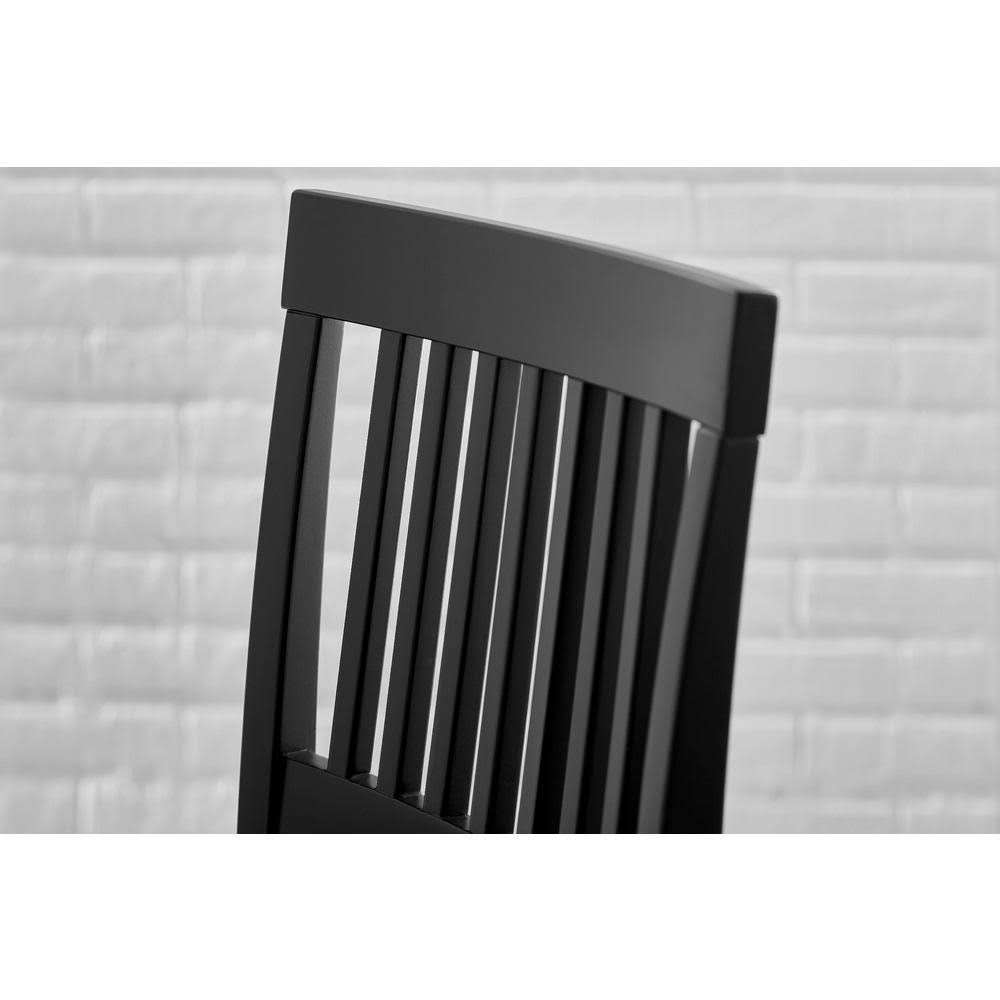 Black Wood Bar Stool with Slat Back and Walnut Seat (Set of 2) T79901