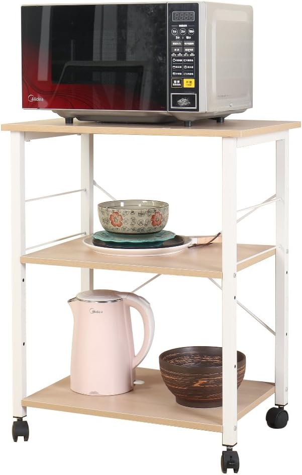 24 inch Rolling Microwave Cart with Storage Shelves J6279