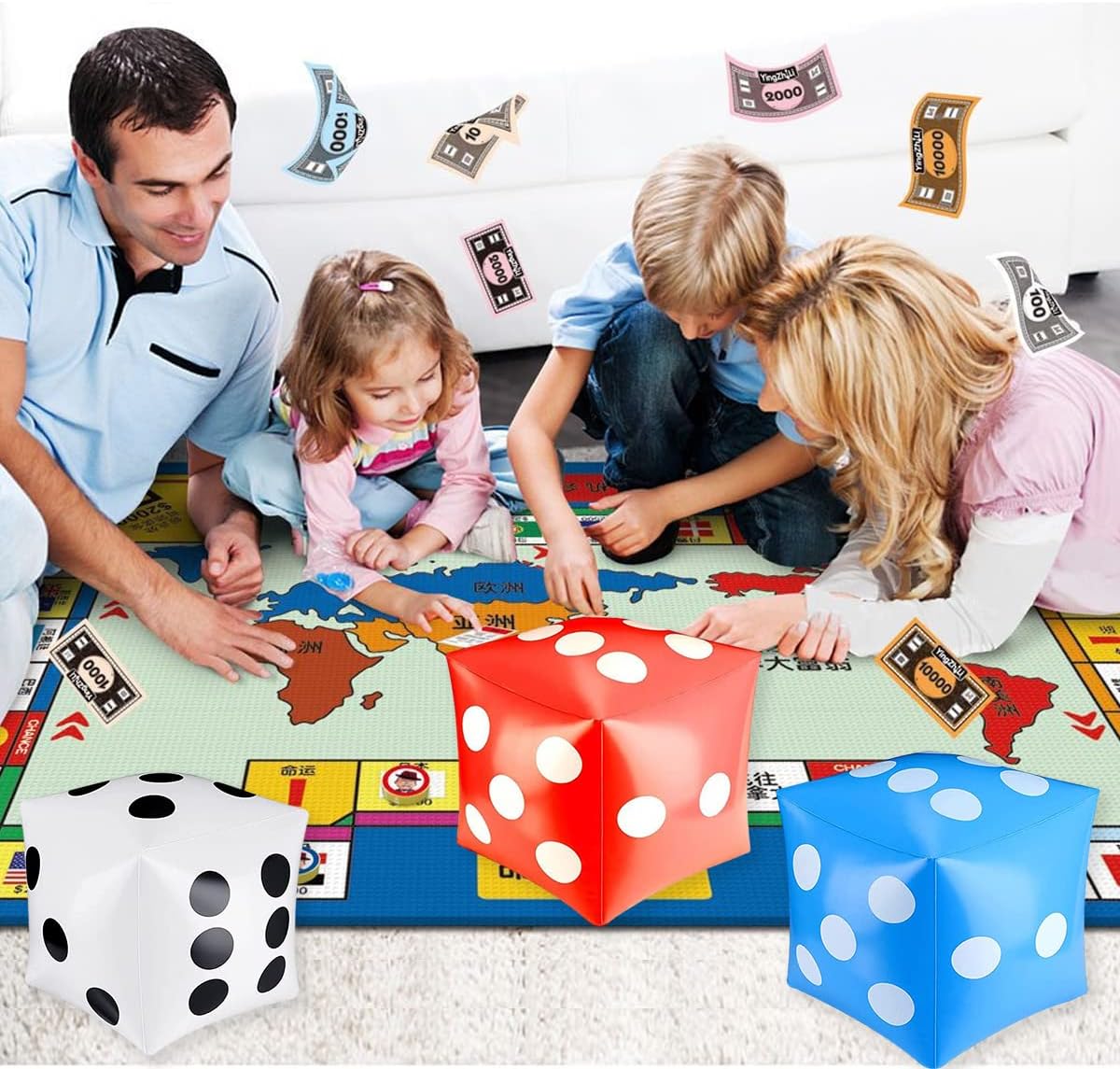 3 Pcs 11.8 inch Jumbo Inflatable Giant Dice (White+Blue+Red) L203