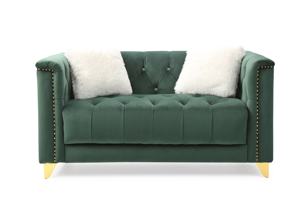 Green Tufted Upholstery 2 Pc Living Room Set R987