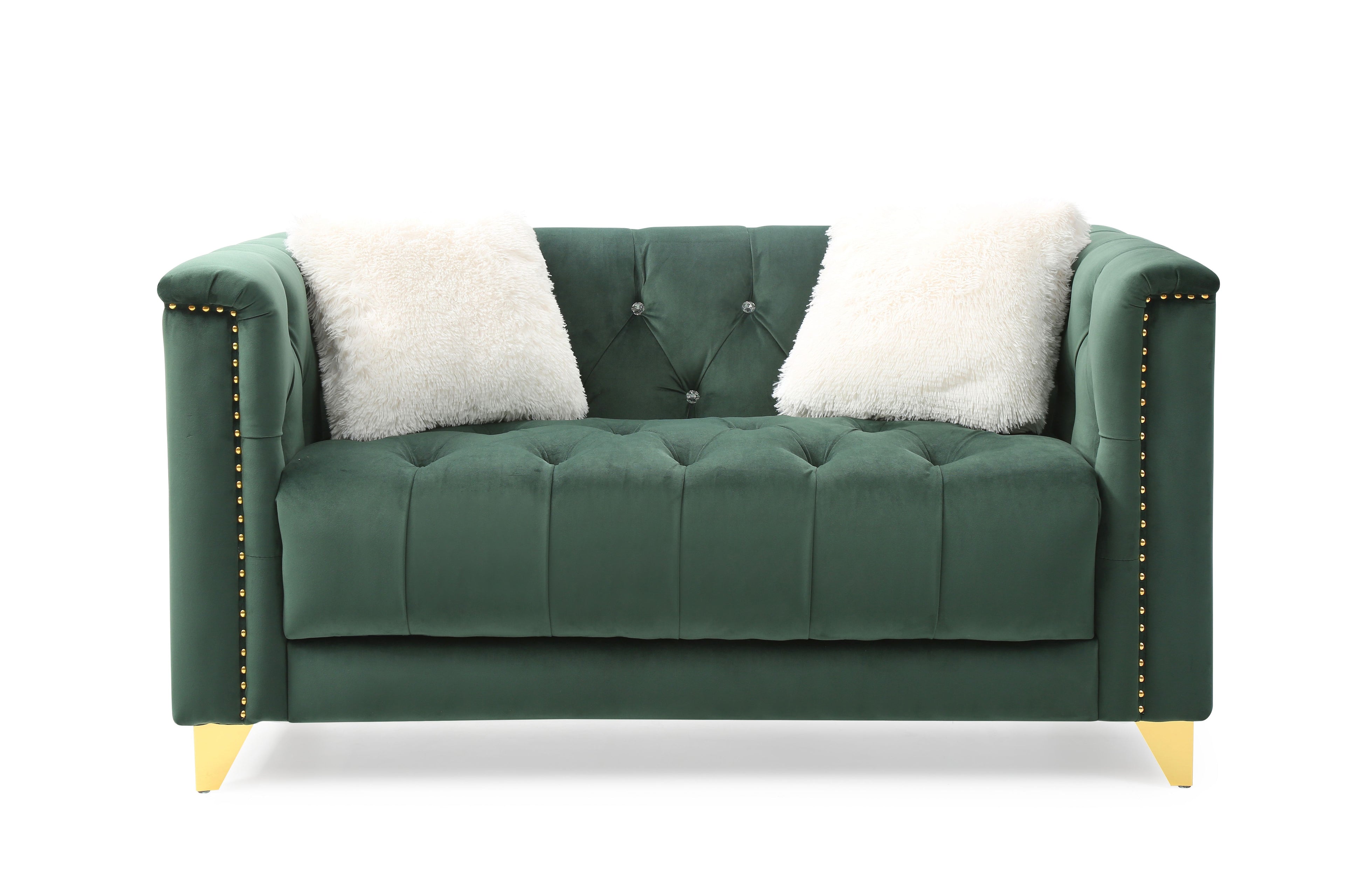 Green Tufted Upholstery 2 Pc Living Room Set R987