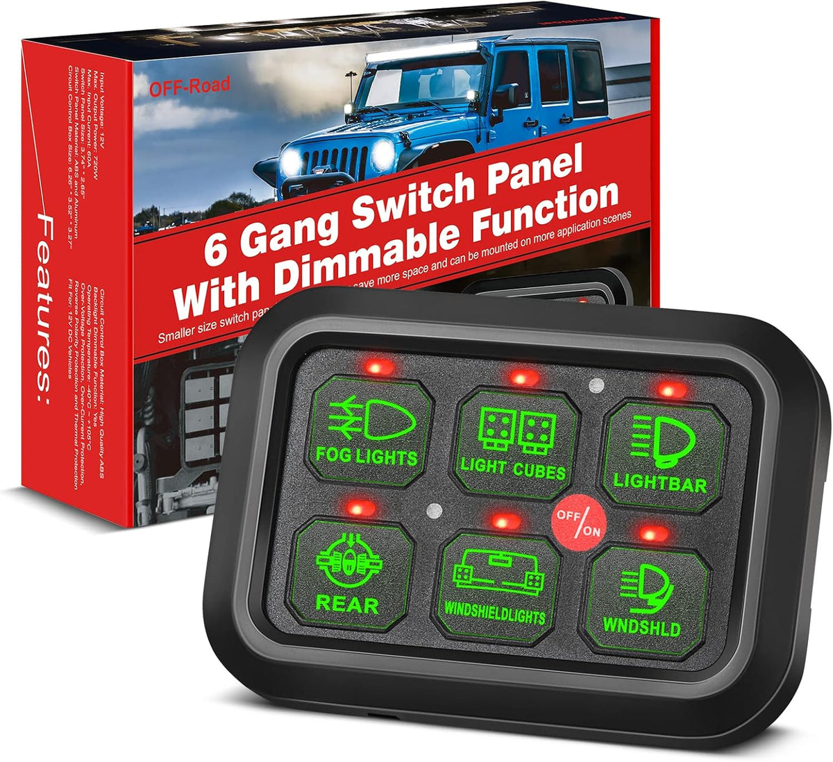 8 Gang Switch Panel with Label Stickers and Harness Y871
