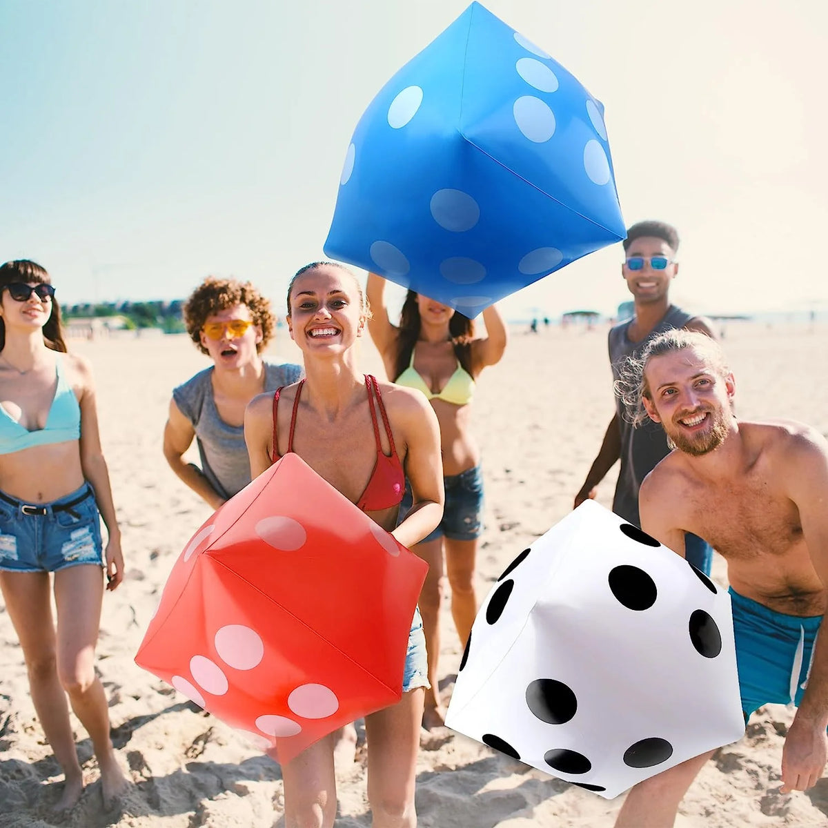 3 Pcs 11.8 inch Jumbo Inflatable Giant Dice (White+Blue+Red) L203