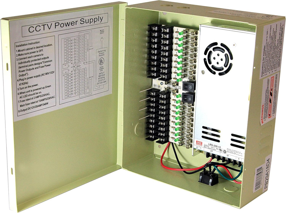 18 Output 29 Amp 12V DC CCTV Power Supply Box Pack of 2 L5772