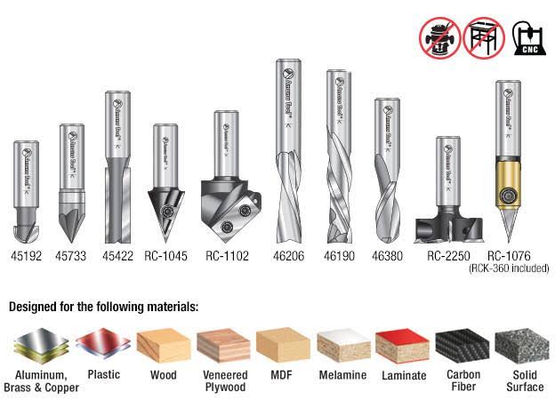 10-pc CNC Router Bit Collection, 1/2 inch Shank P868