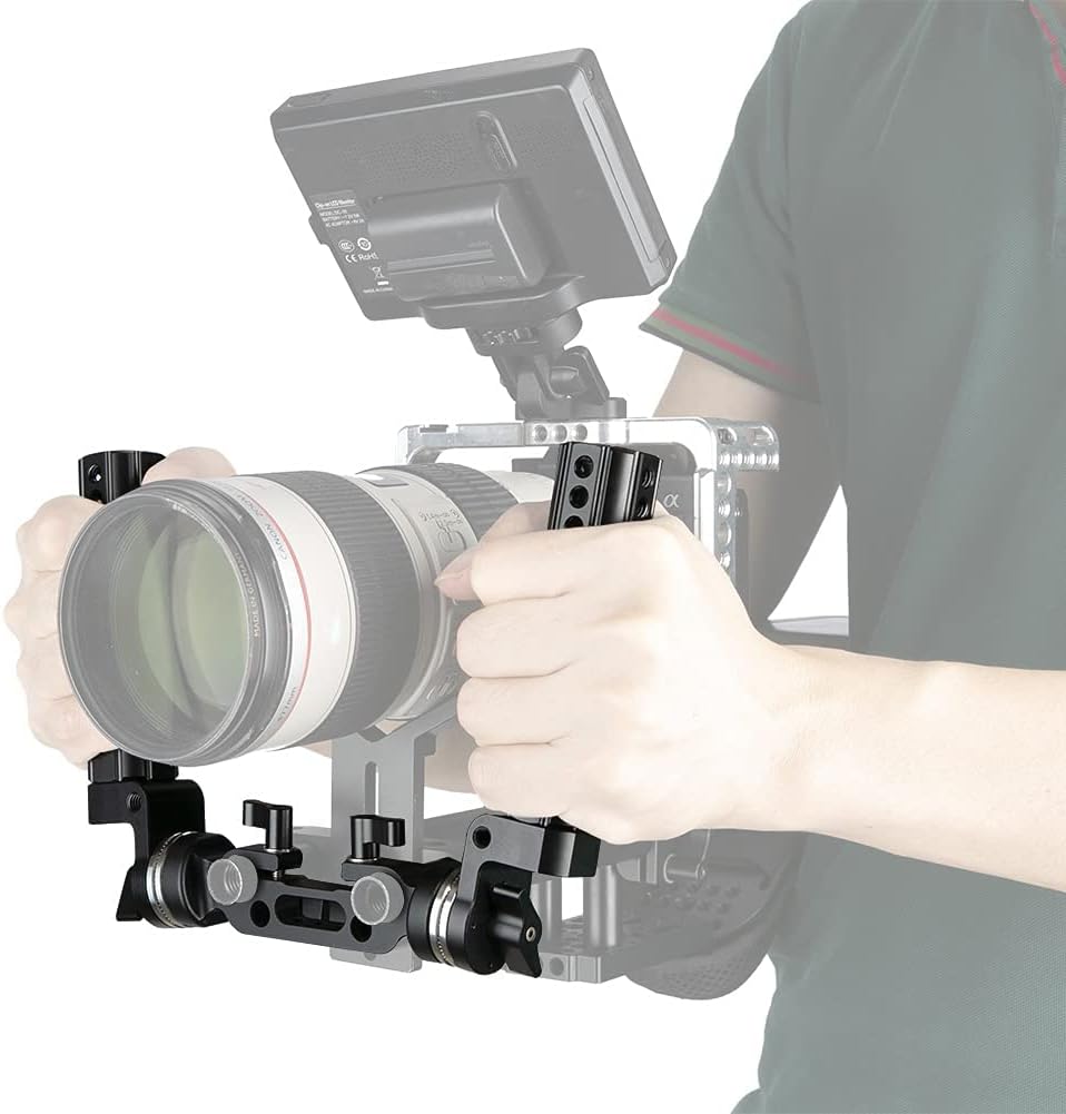 15mm Shoulder Rig Handle Kit Rosette Mount Grips for DSLR Camera Cinema Camcorder F80632