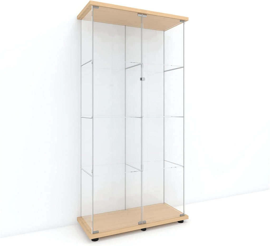 Black 4-Shelf Glass Display Cabinet with Door L232