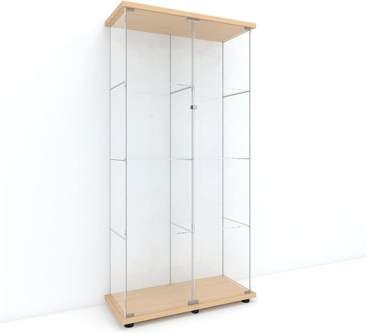 Black 4-Shelf Glass Display Cabinet with Door L232