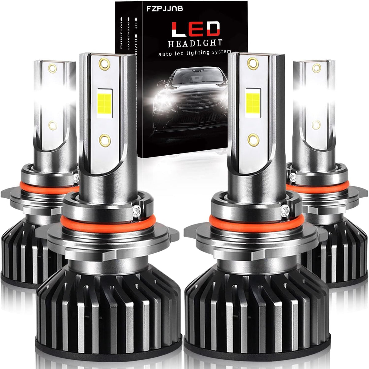 9005 High Beam + 9006 Low Beam LED Headlight Bulbs, 6000K Cool White, Pack of 4 M4232
