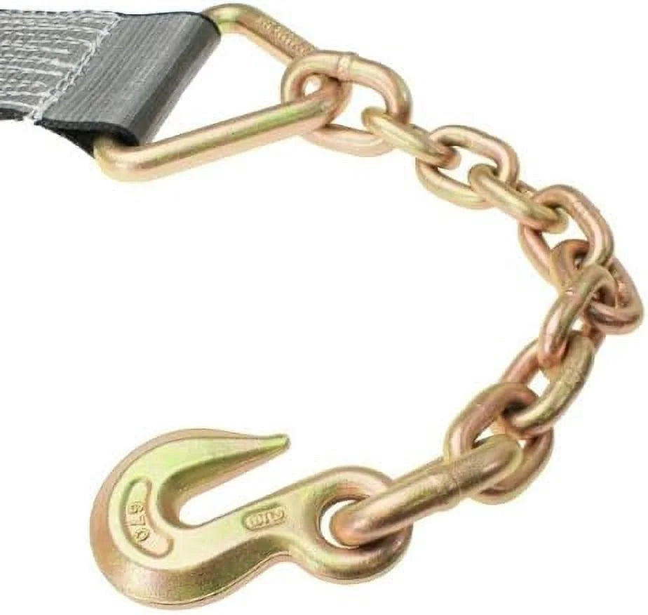 4 Inch X 30 Foot Blackline Ratchet Strap With Chain Extensions I30206