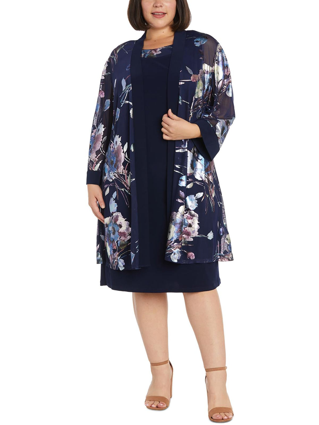 Plus 2PC Jacket Midi Dress W789239