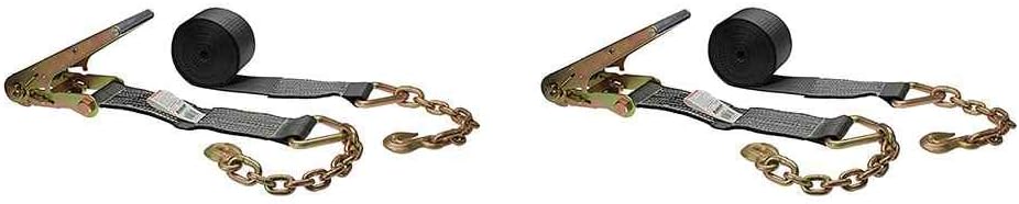 4 Inch x 30 Foot Ratchet Strap with Chain Extensions 2 Pack V551719