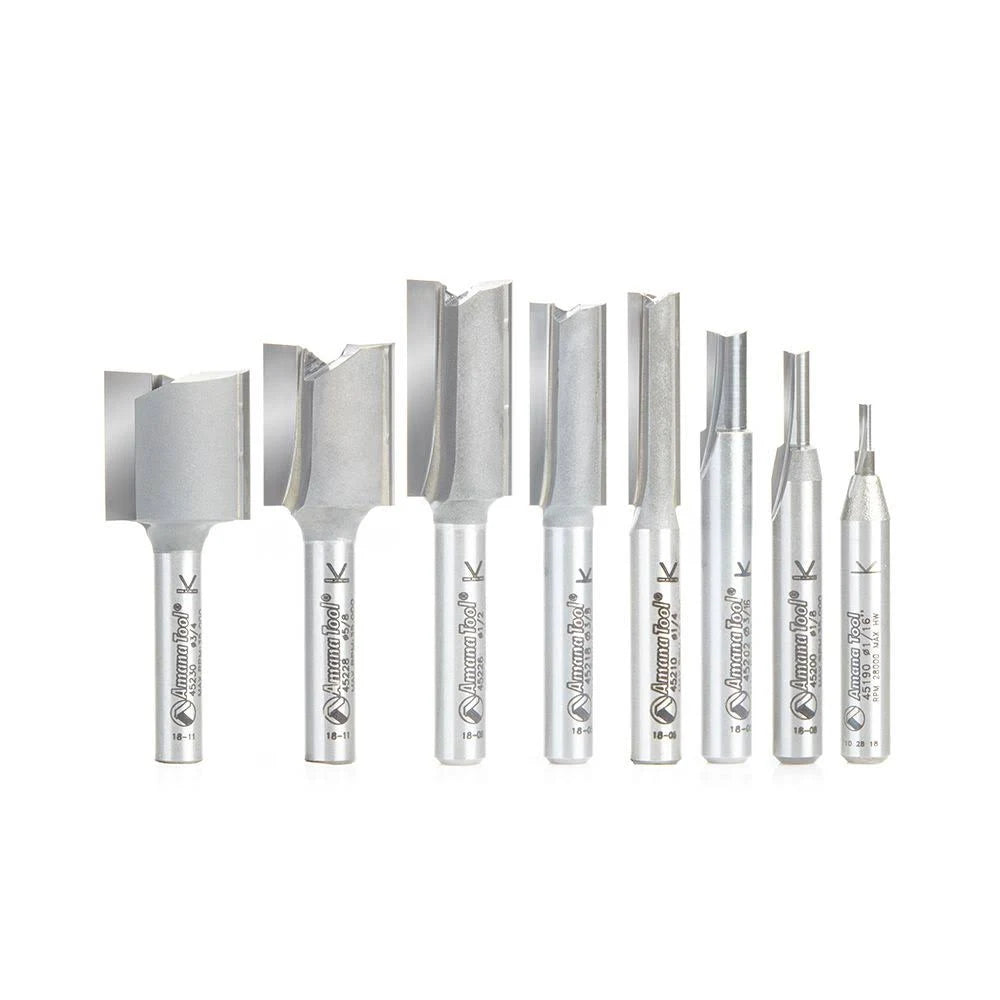 8-Pc Carbide Tipped Straight Plunge 1/4 inch Shank Y226