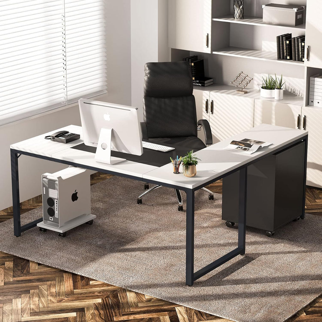 L-Shaped Computer Desk with File Cabinet, 3 Drawer Mobile Filing Cabinet W335