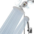 Matte Black 8″ Round Rain Shower Head and 5 Settings Handheld Shower Filter Combo with Self-adhesive Holder, 1.5M Hose, 1 Replaceable Filter Cartridge, Pack of 2 O448558