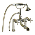 Deck Mount Tub Faucet with Cross Handles Hand Shower, Brushed Nickel M9165