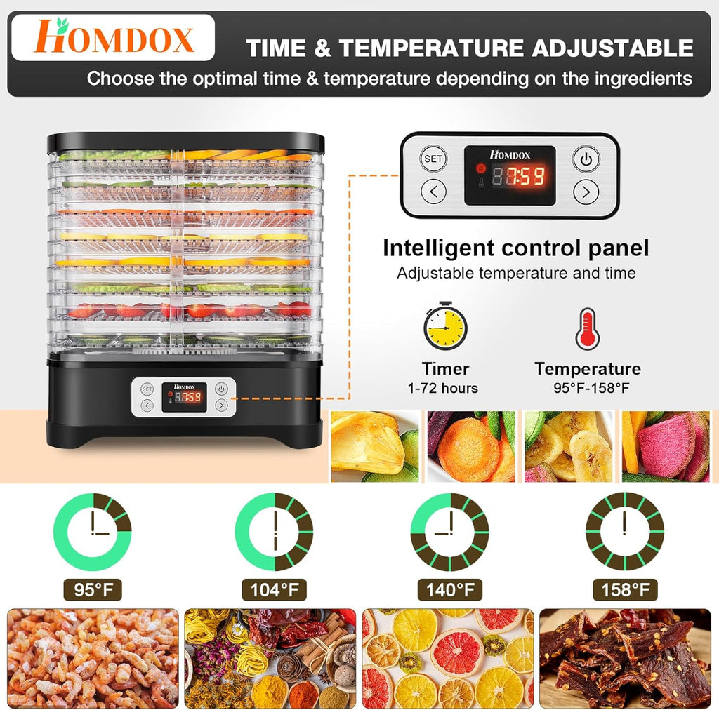 400W 8 Trays Food Dehydrator with Digital Timer and Temperature Control Y71829