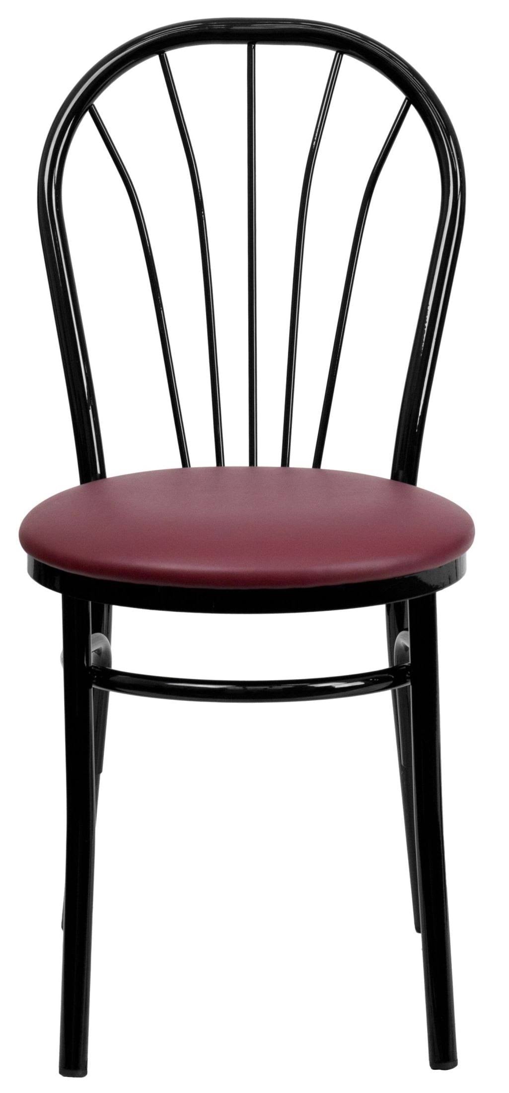 Burgundy Vinyl Metal Chair A935