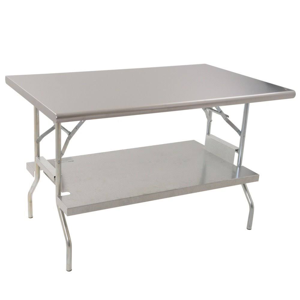 Folding Stainless Steel Work Table with Under Shelf Q591439