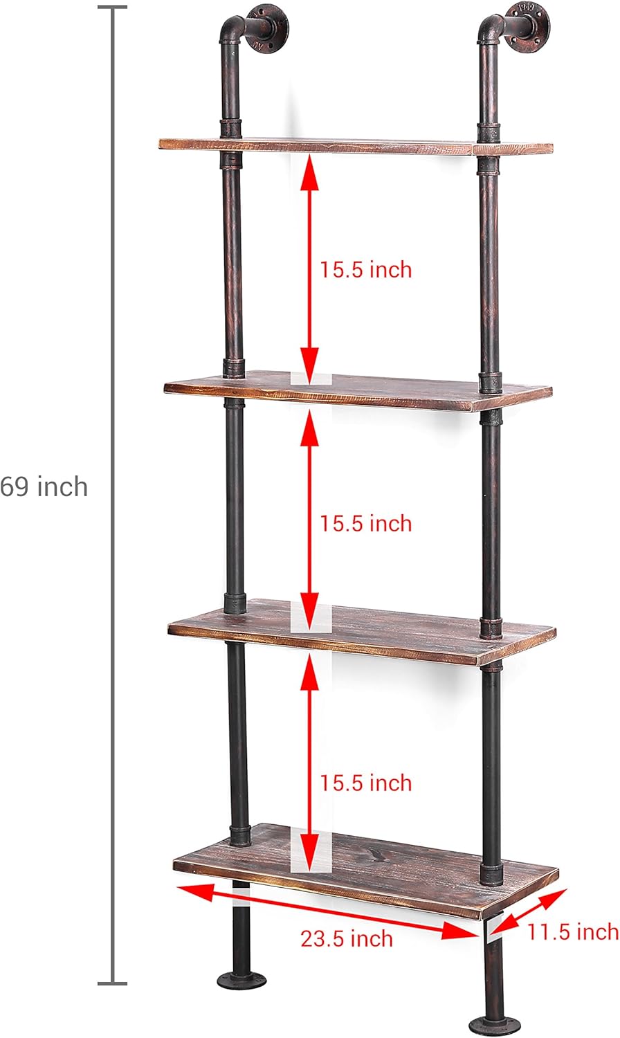 Brown Wood Wall-Mounted Shelves Bookcase Storage Rack B247