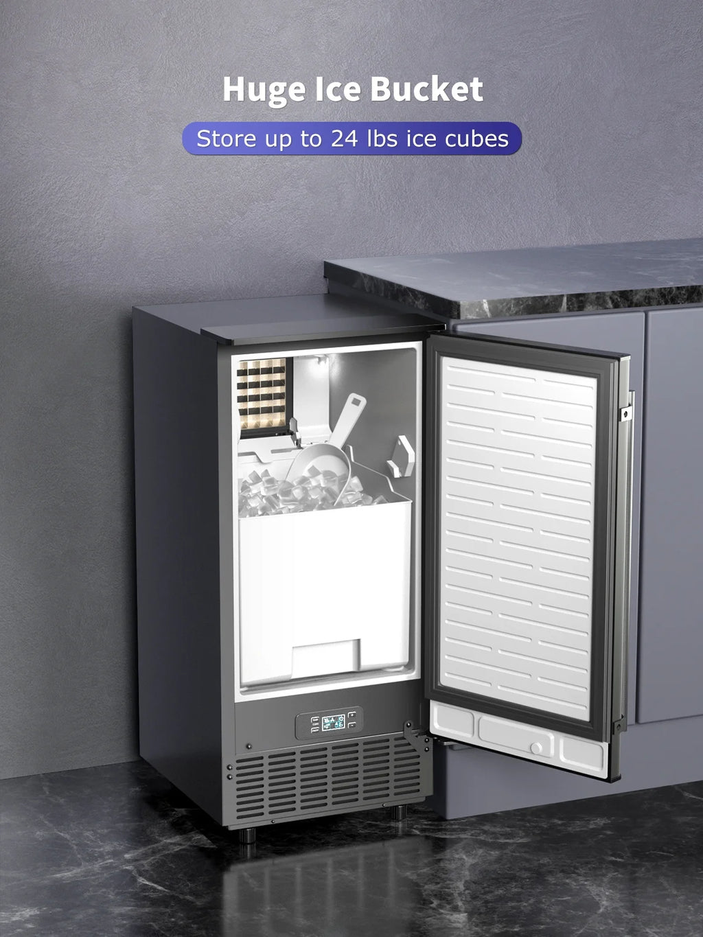 80lb Daily Undercounter Commercial Ice Maker, Black D351
