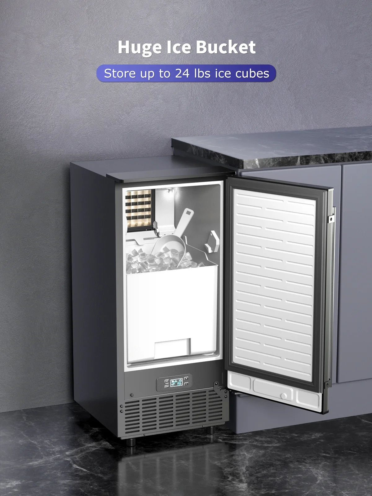 80lb Daily Undercounter Commercial Ice Maker, Black D351