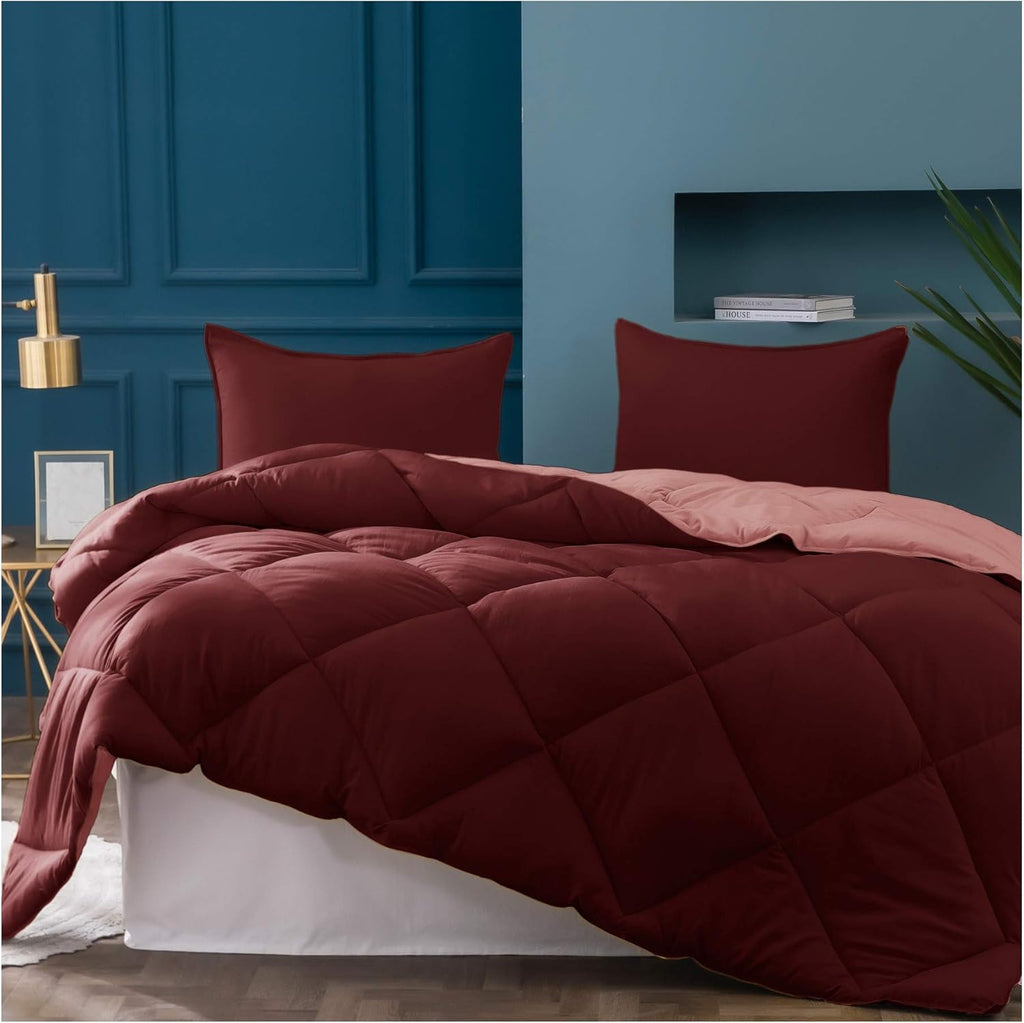 Twin Reversible Comforter Set with Down Alternative Filling A225