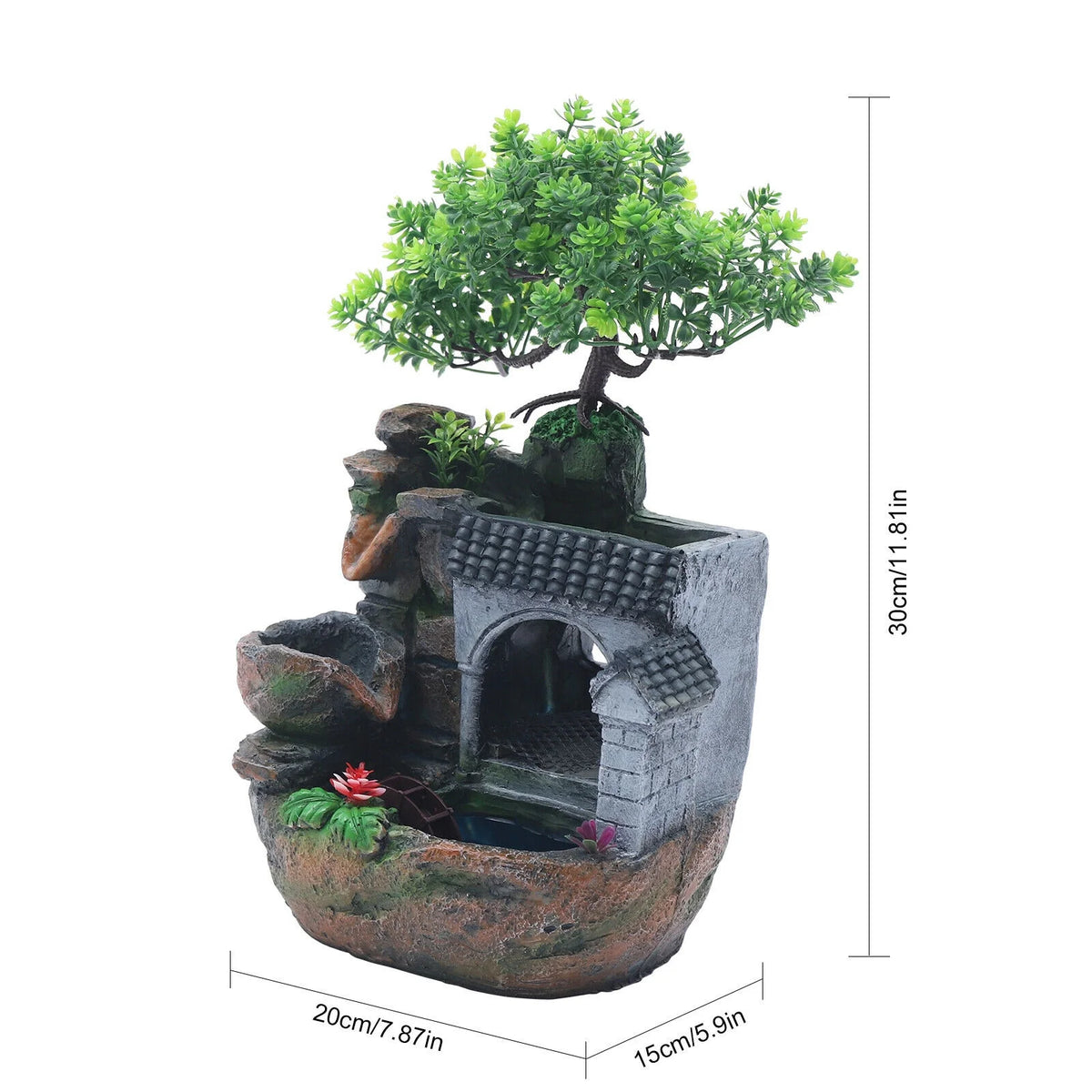 Mini Rockery Fountain Waterfall Desktop Water LED Light Indoor Decor S25183