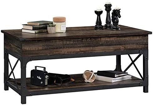 Wood and Metal Lift-Top Coffee Table in Carbon Oak/Black H697729