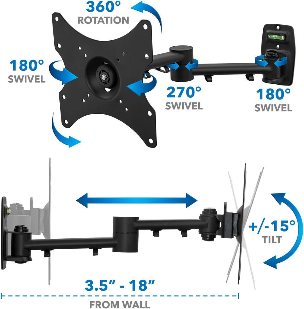 TV Wall Mount Bracket for 13-42 Flat Screens and Monitors, VESA 75 to 200, 44 Pound Capacity I70904